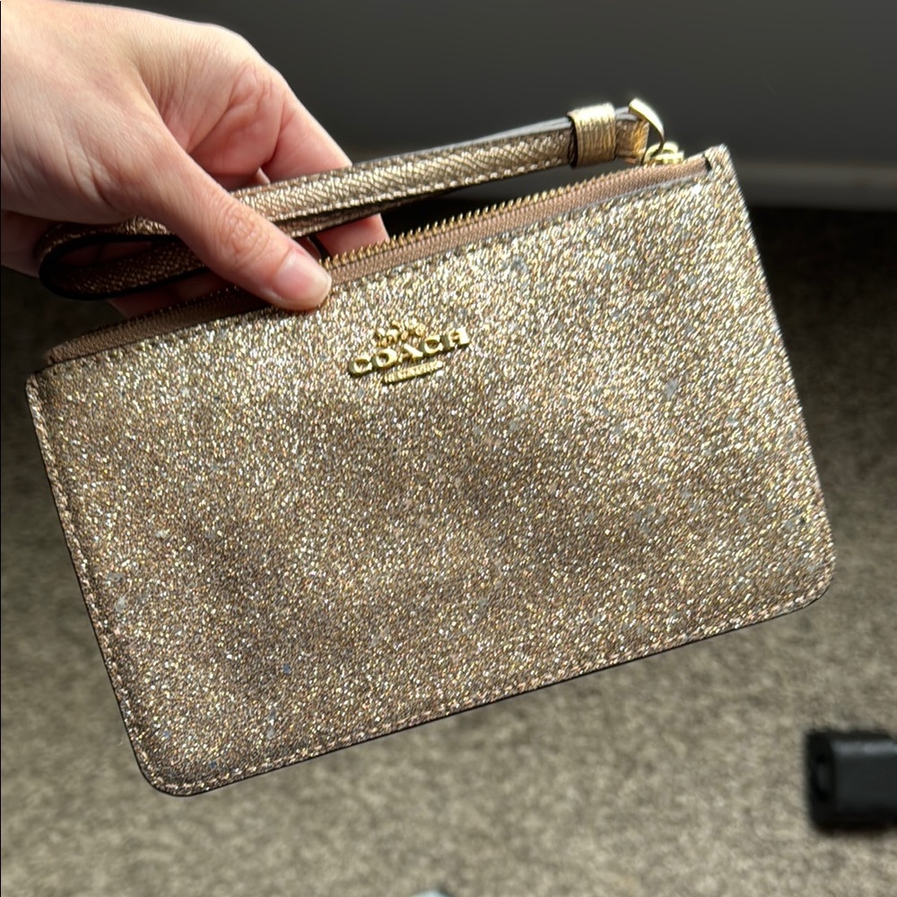 Coach Gold Glitter Wristlet